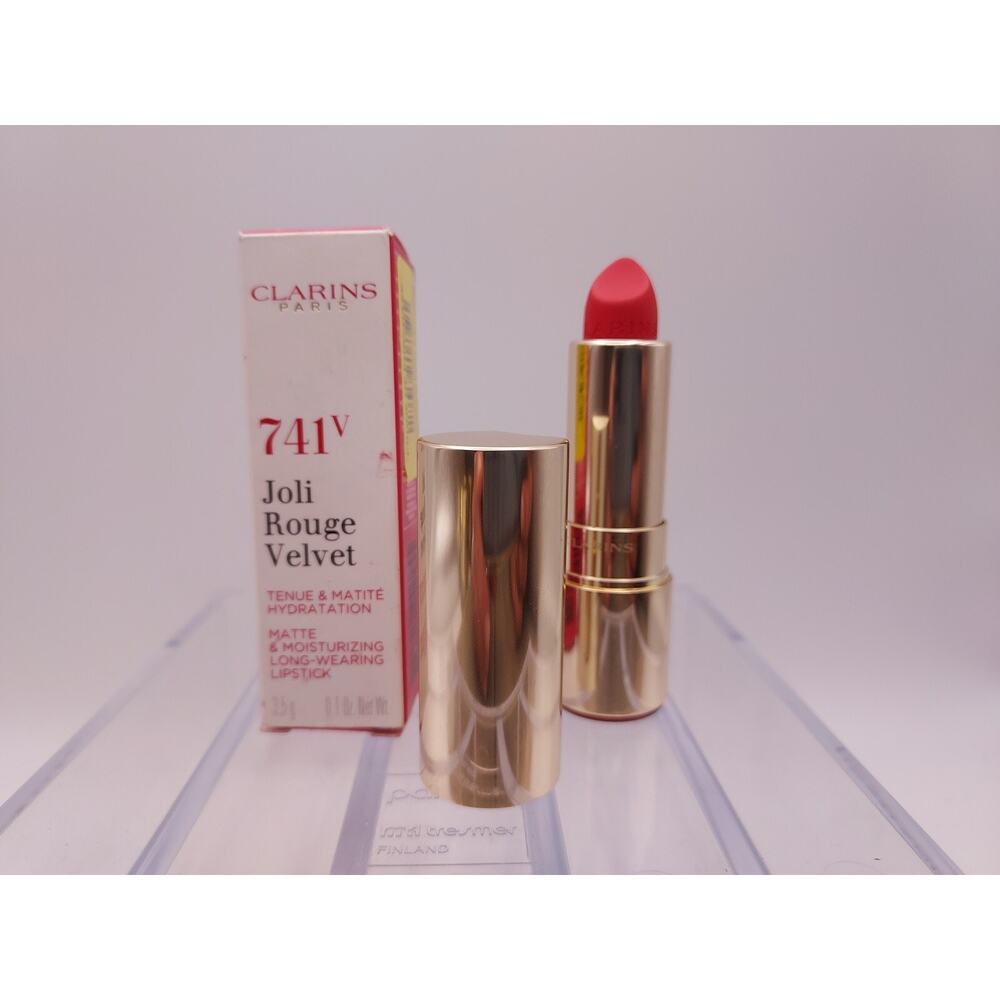 Clarins Joli Rouge Velvet Matte Moisturizing Lipstick 741V RED ORANGE